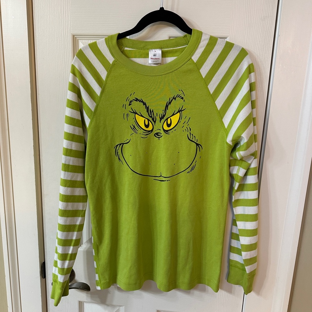 Hanna Andersson Grinch Pajama Top Womens Green Long Sleeve Cotton M Holiday